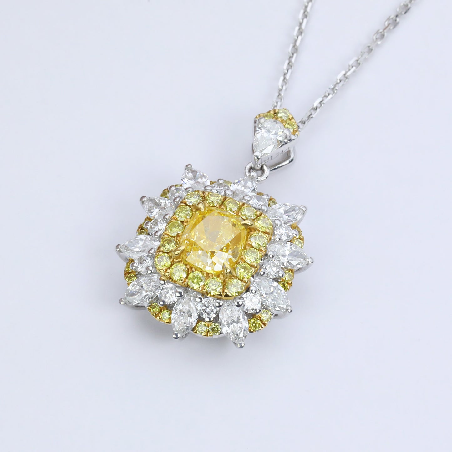 14k/18k gold 2.25 ctw natural yellow diamond & diamond necklace