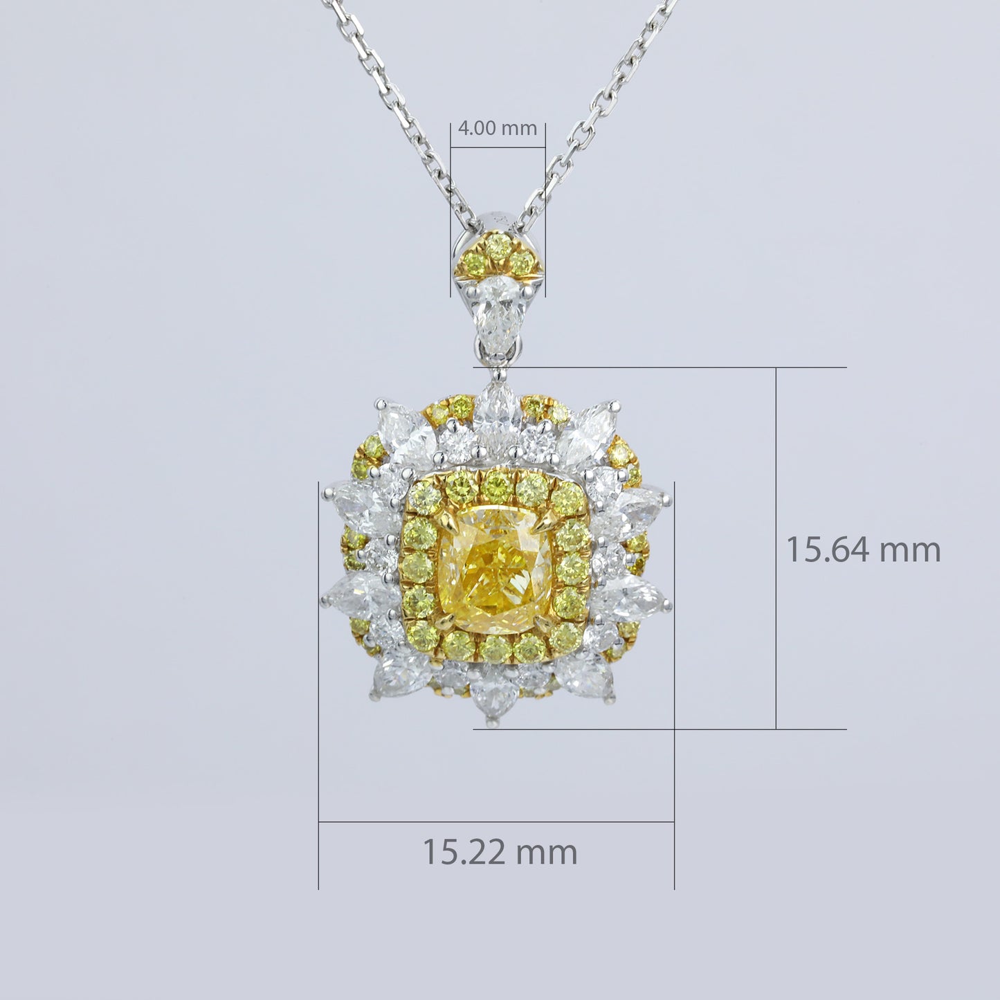 14k/18k gold 2.25 ctw natural yellow diamond & diamond necklace