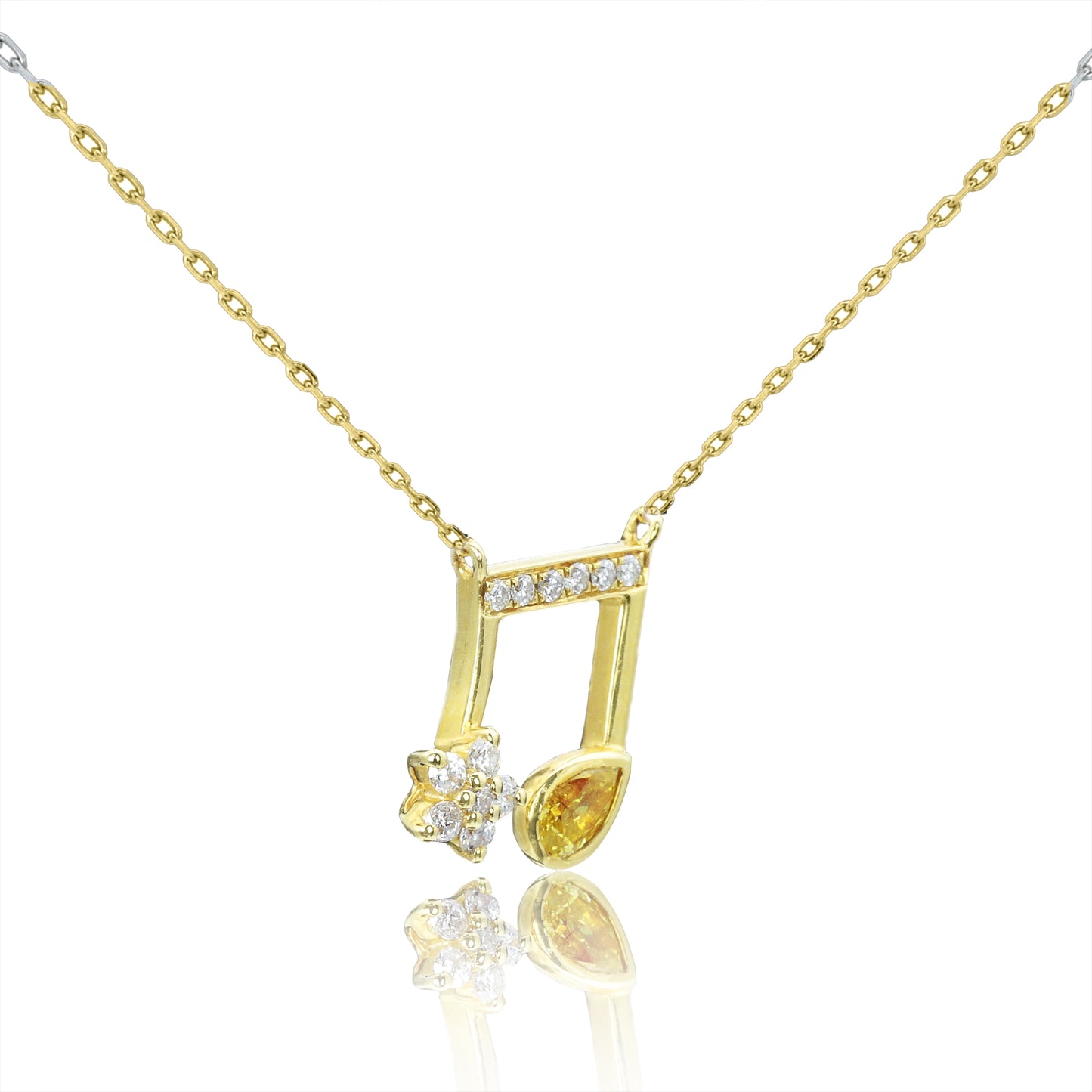 14k/18k gold 0.3 ctw fancy yellow diamond & diamond necklace