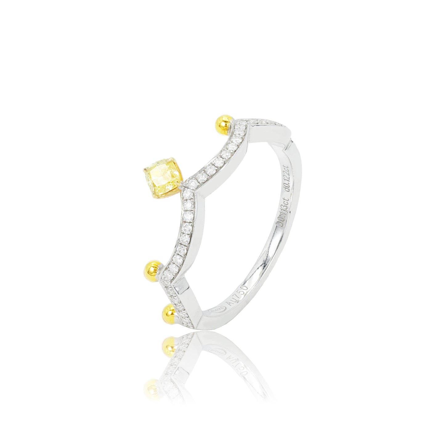 14k white gold 0.23 ctw yellow diamond & diamond ring