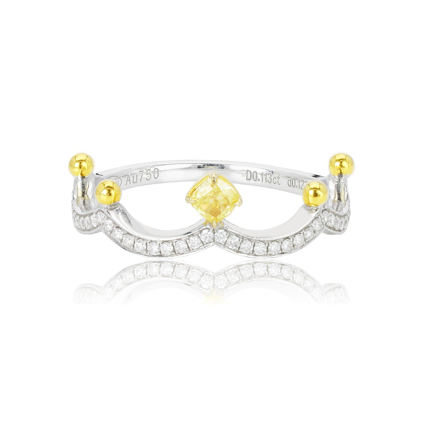 14k white gold 0.23 ctw yellow diamond & diamond ring