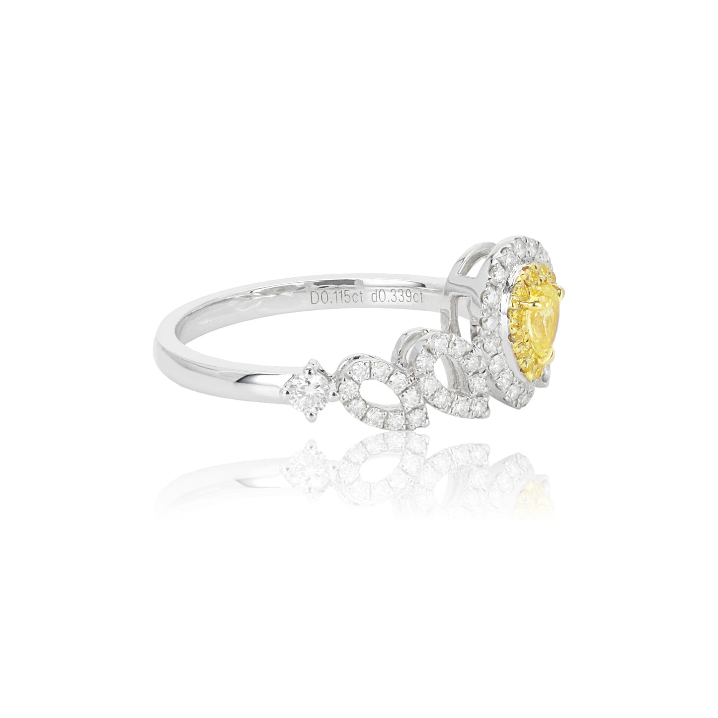 14k/18k white gold 0.45 ctw natural fancy yellow diamond & diamond ring
