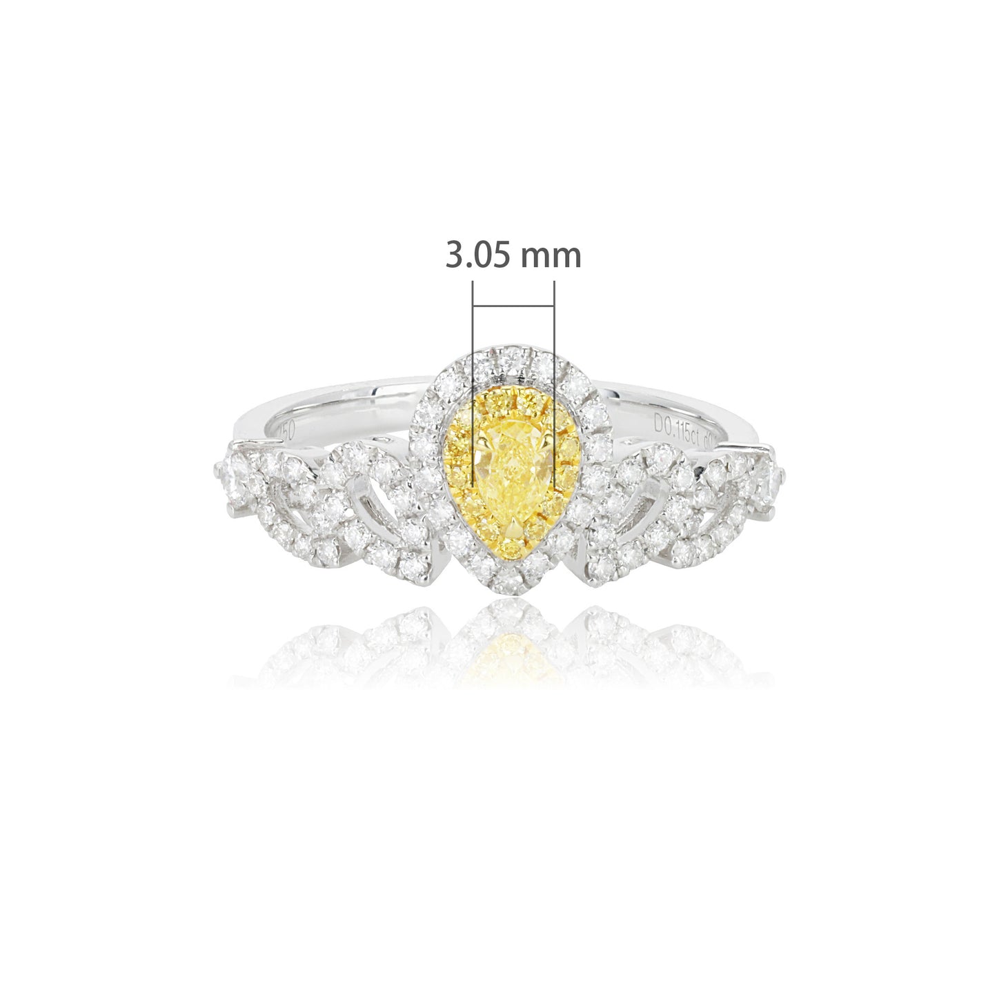 14k/18k white gold 0.45 ctw natural fancy yellow diamond & diamond ring