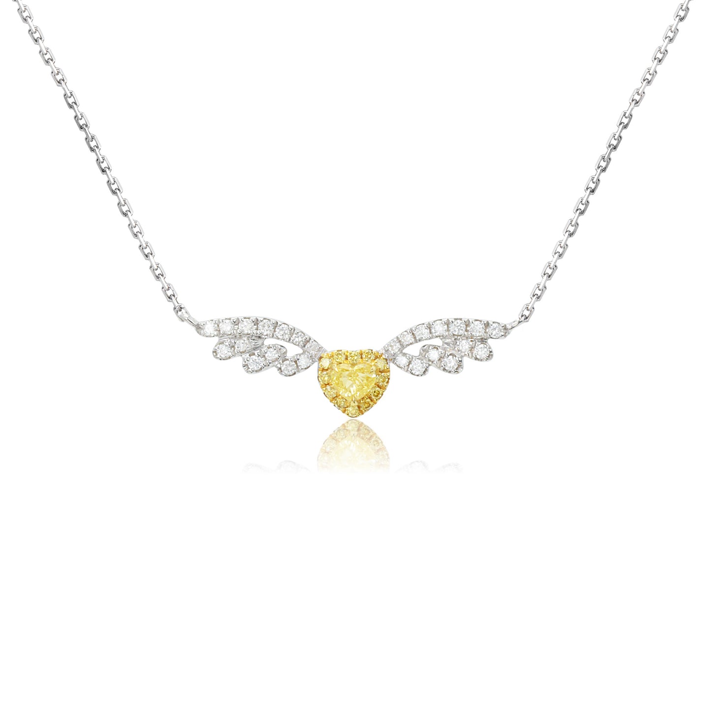 14k/18k white gold 0.28 ctw natural fancy yellow diamond & diamond necklace