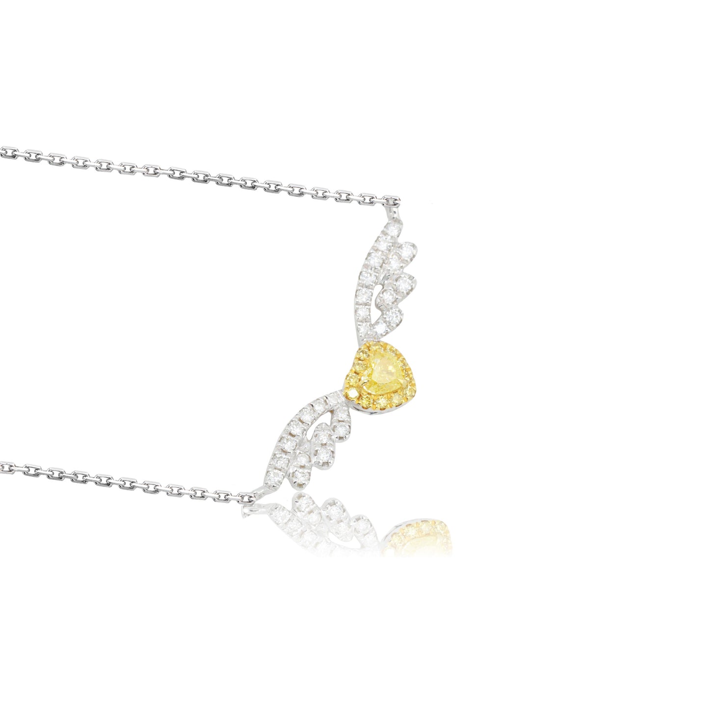 14k/18k white gold 0.28 ctw natural fancy yellow diamond & diamond necklace
