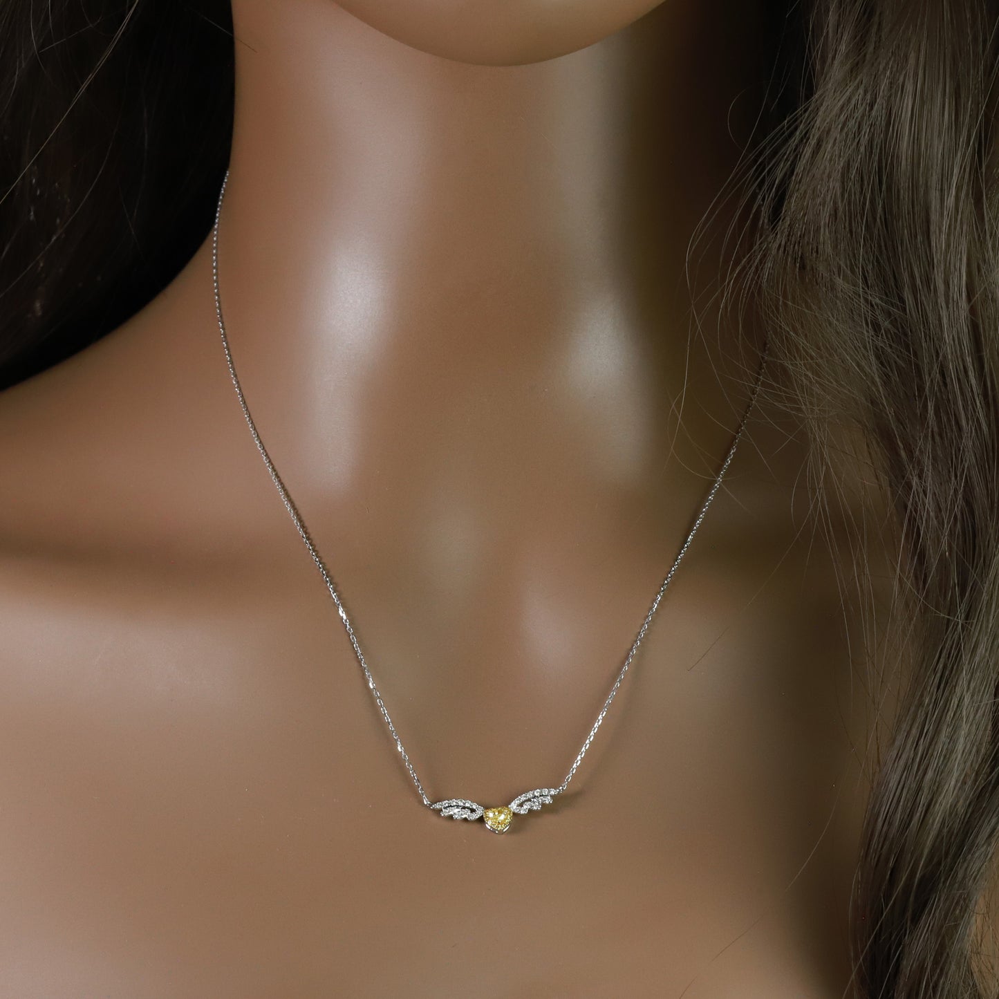 14k/18k white gold 0.28 ctw natural fancy yellow diamond & diamond necklace