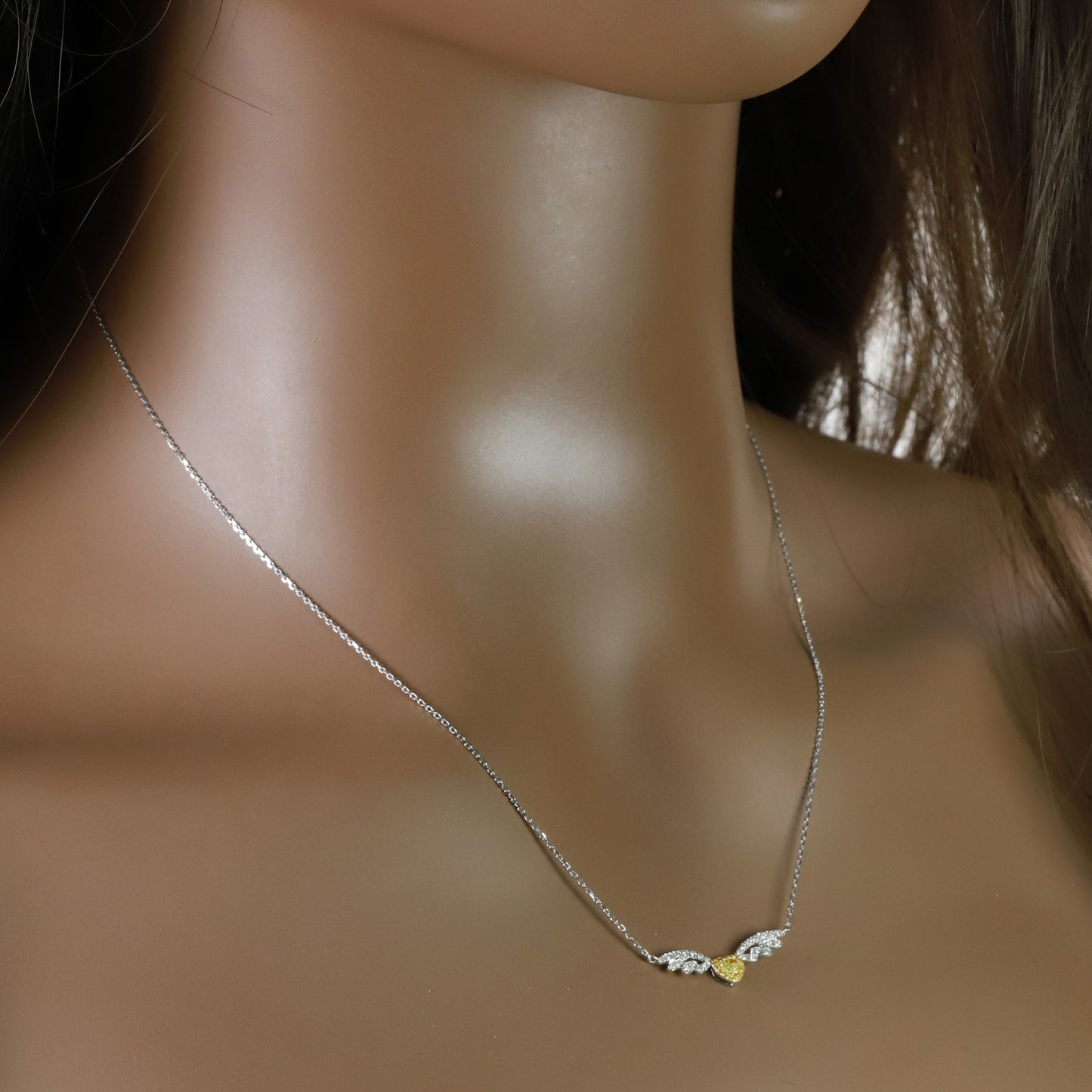 14k/18k white gold 0.28 ctw natural fancy yellow diamond & diamond necklace