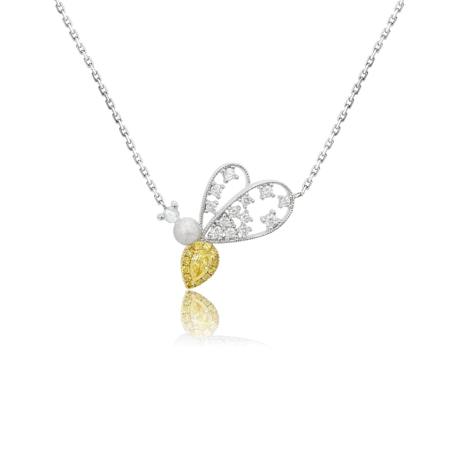 14k gold 0.34 ctw natural fancy yellow diamond & diamond necklace