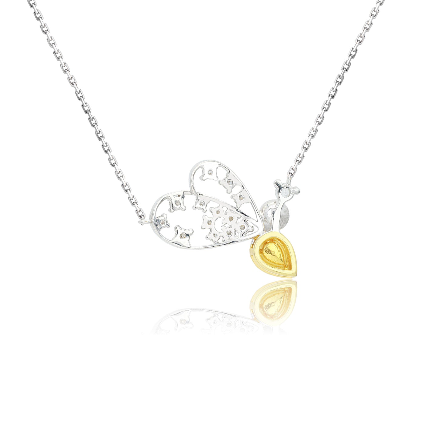 14k gold 0.34 ctw natural fancy yellow diamond & diamond necklace