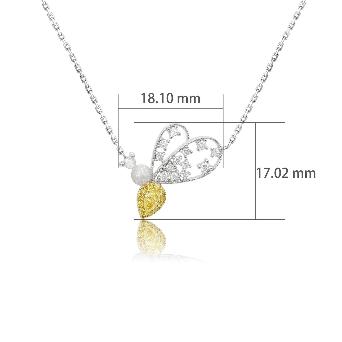 14k gold 0.34 ctw natural fancy yellow diamond & diamond necklace