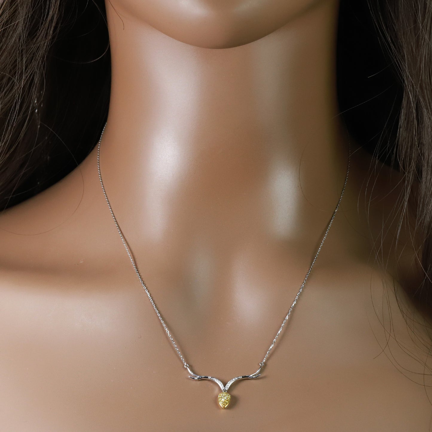 14k/18k white gold 0.21 ctw fancy yellow diamond & diamond necklace