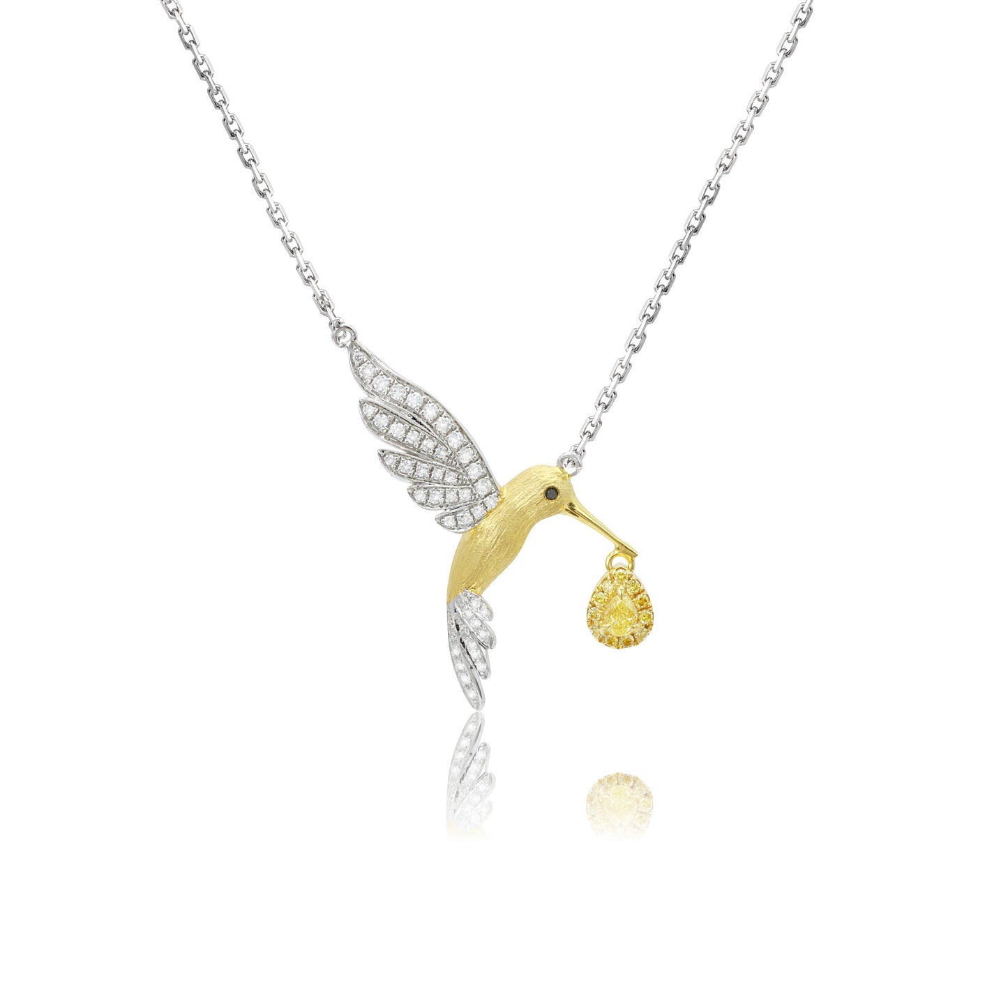 14k gold 0.25 ctw natural fancy yellow diamond & diamond necklace