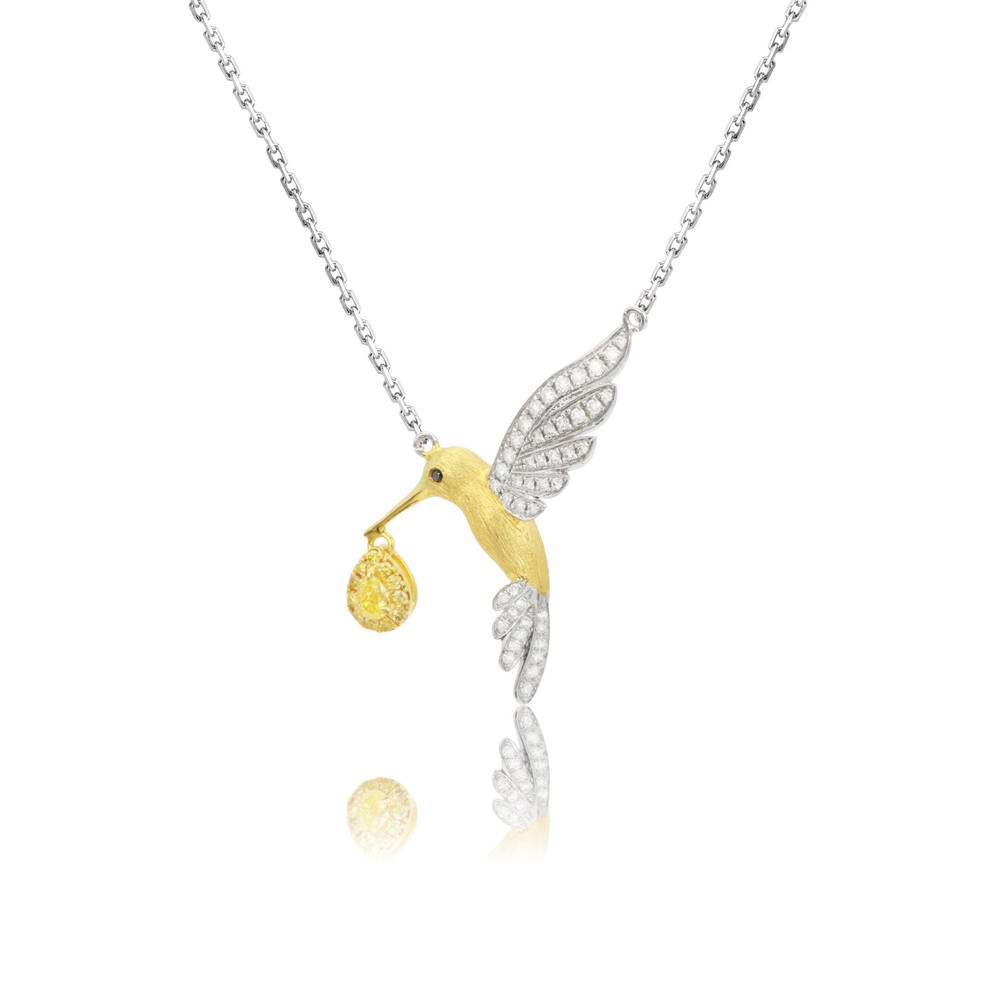 14k gold 0.25 ctw natural fancy yellow diamond & diamond necklace