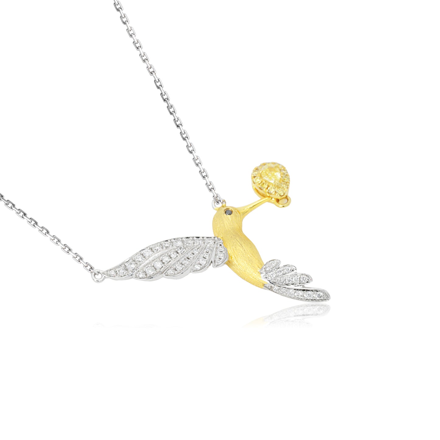 14k gold 0.25 ctw natural fancy yellow diamond & diamond necklace