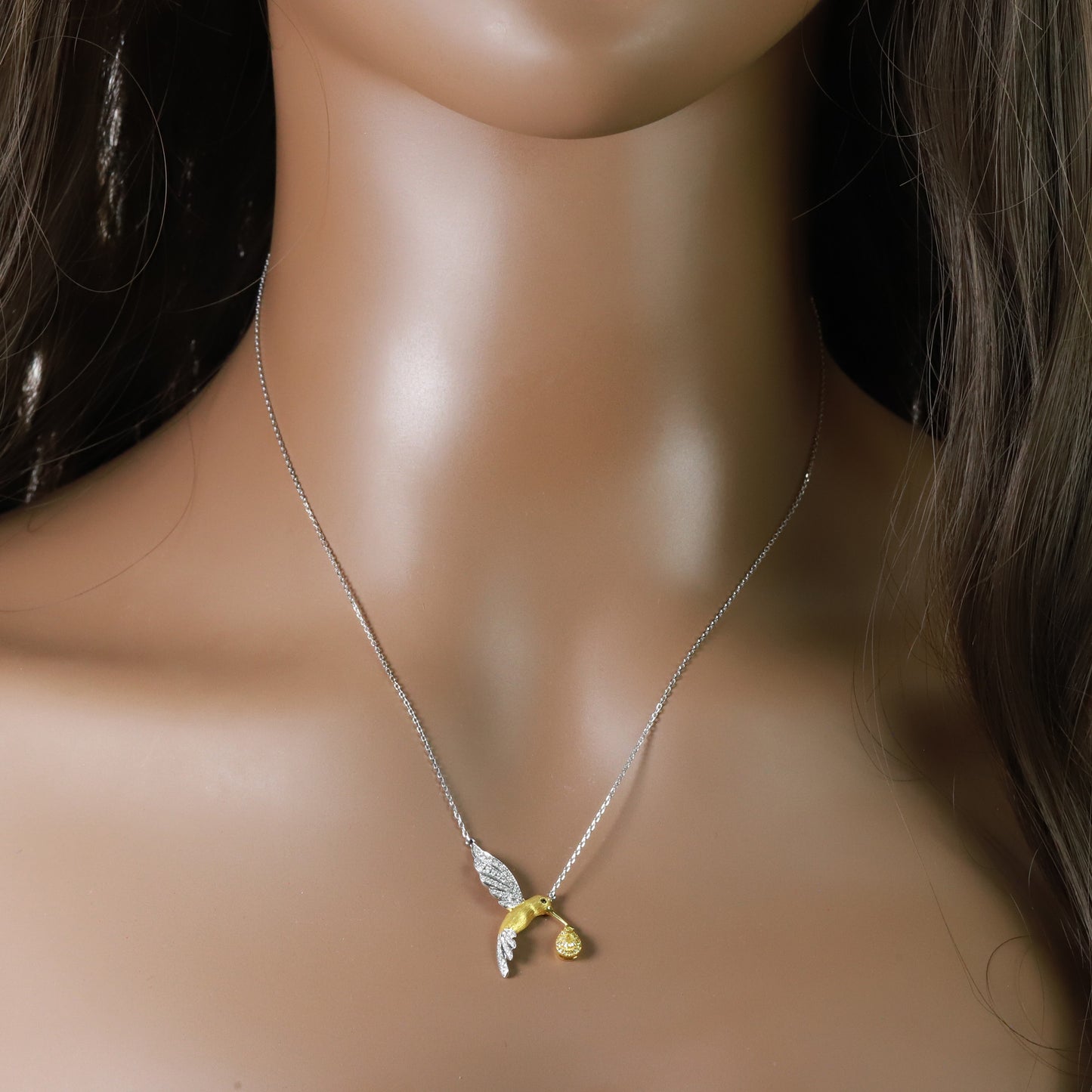 14k gold 0.25 ctw natural fancy yellow diamond & diamond necklace