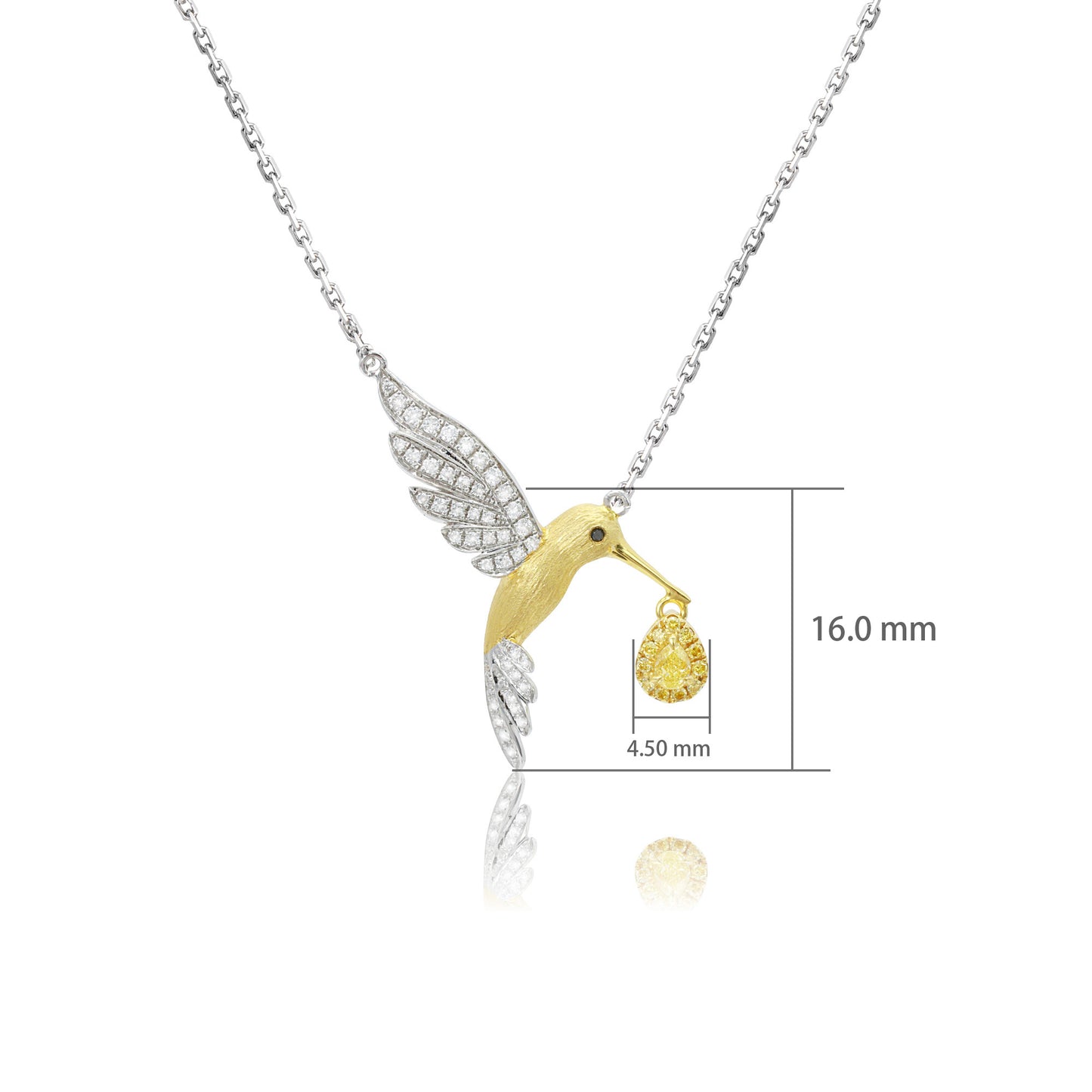 14k gold 0.25 ctw natural fancy yellow diamond & diamond necklace