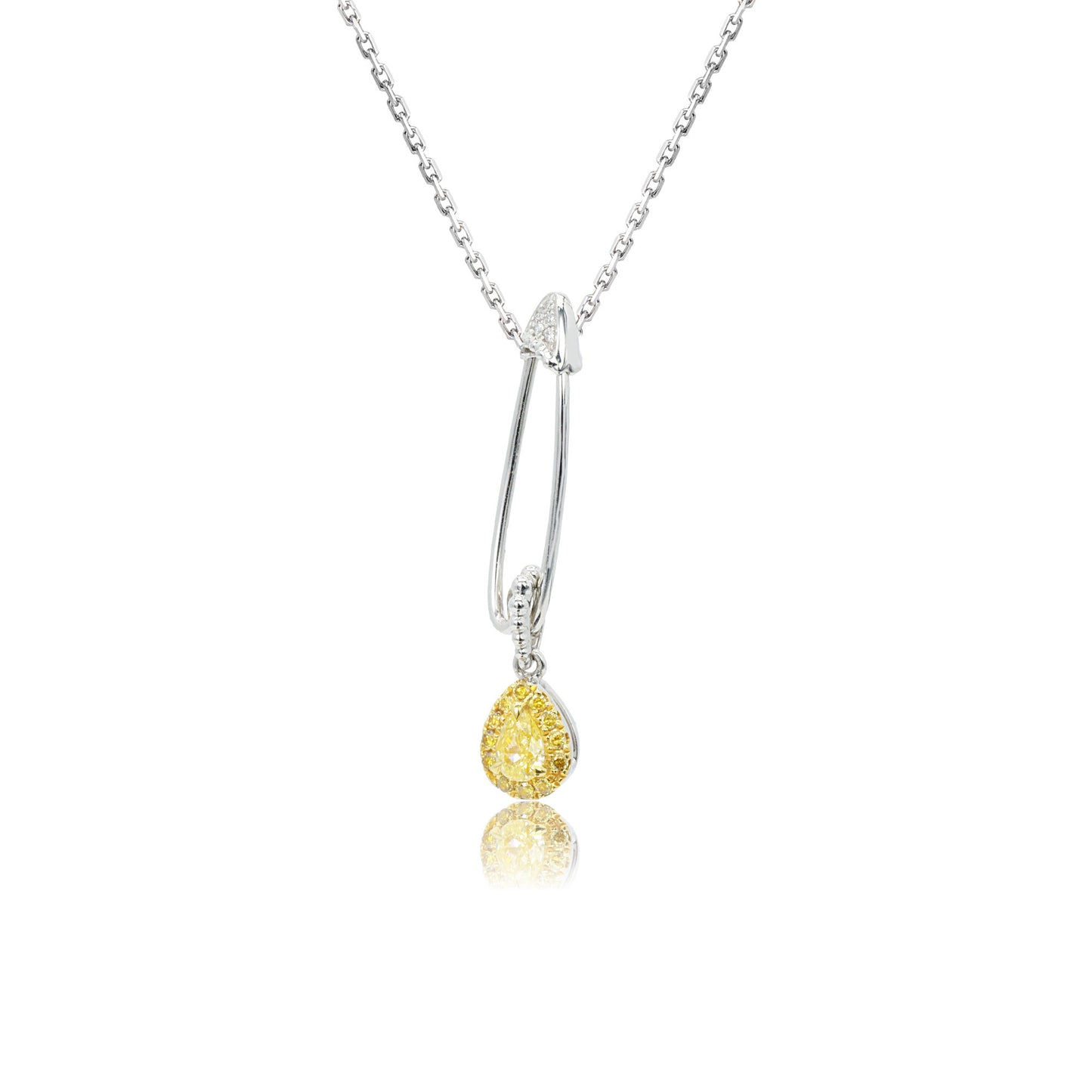 14k/18k white gold 0.19 ctw fancy yellow diamond & diamond necklace