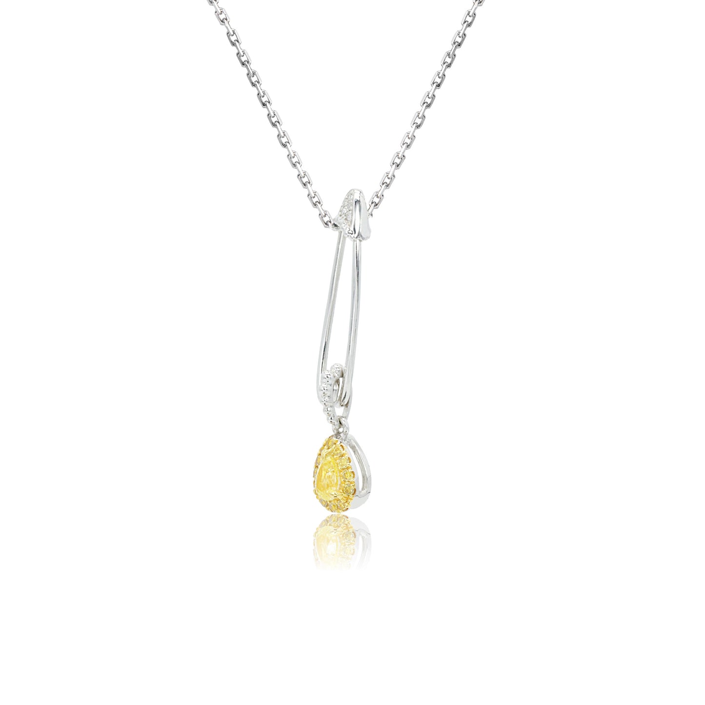 14k/18k white gold 0.19 ctw fancy yellow diamond & diamond necklace