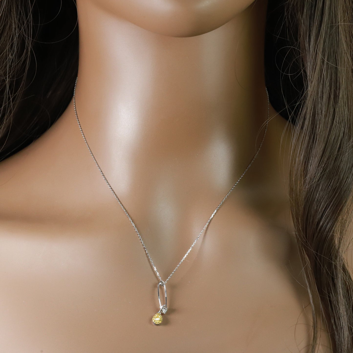 14k/18k white gold 0.19 ctw fancy yellow diamond & diamond necklace