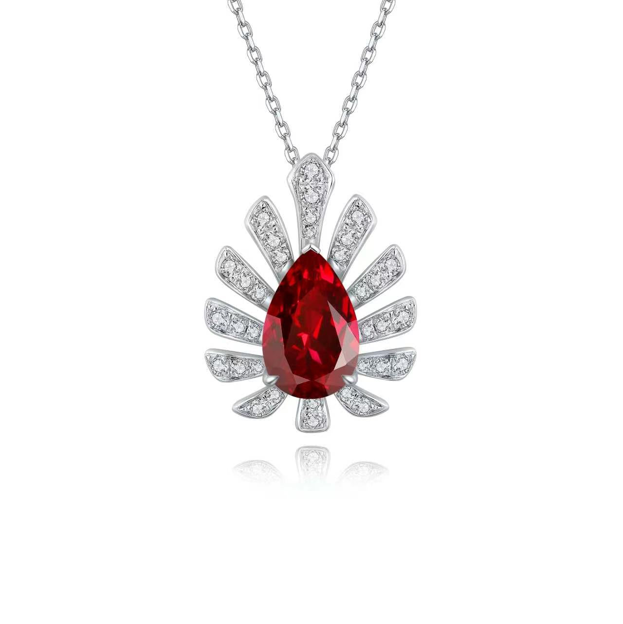 s925 sterling silver lab ruby/sapphire/emerald/paraiba/cobalt spinel & cz diamond necklace