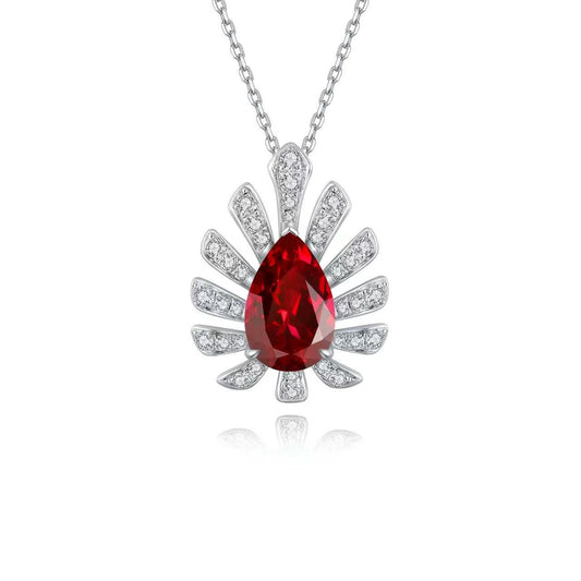 S925 Sterling Silver Lab Ruby/Sapphire/Emerald/Paraiba/Cobalt Spinel & CZ Diamond Necklace