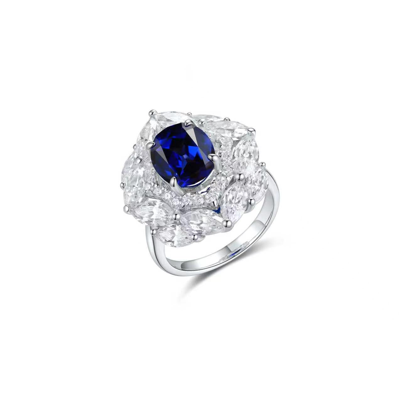 s925 sterling silver lab ruby/sapphire/emerald/paraiba/cobalt spinel & cz diamond ring