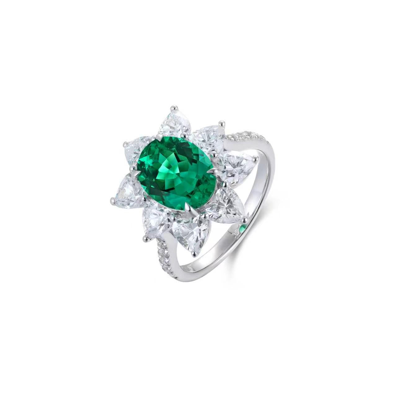 s925 sterling silver lab ruby/sapphire/emerald/paraiba & cz diamond ring