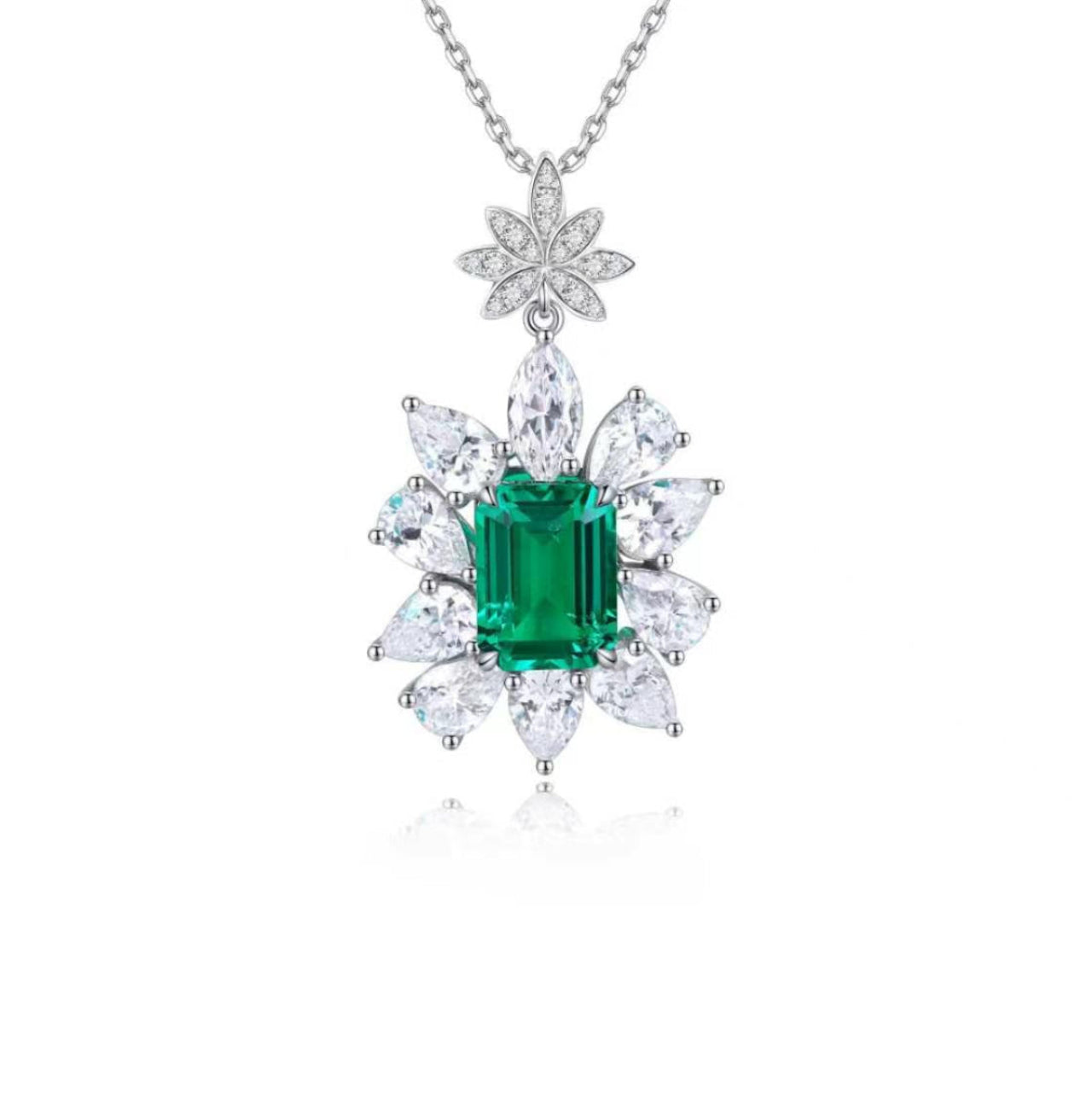 s925 sterling silver lab emerald/ruby/sapphire/pariaba/cobalt spinel & cz diamond necklace