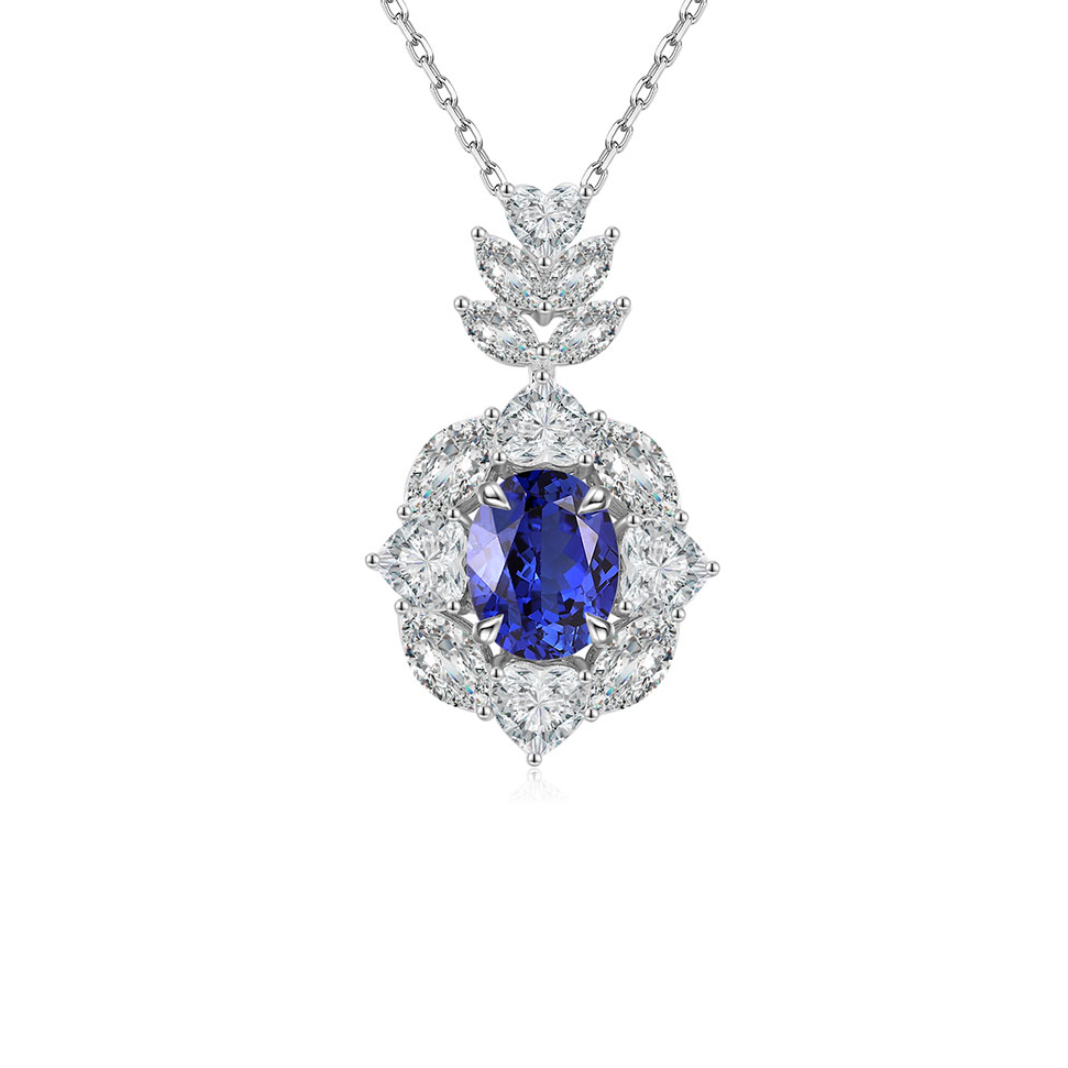 s925 sterling silver lab sapphire/ruby/emerald/paraiba/cobalt spinel & cz diamond necklace