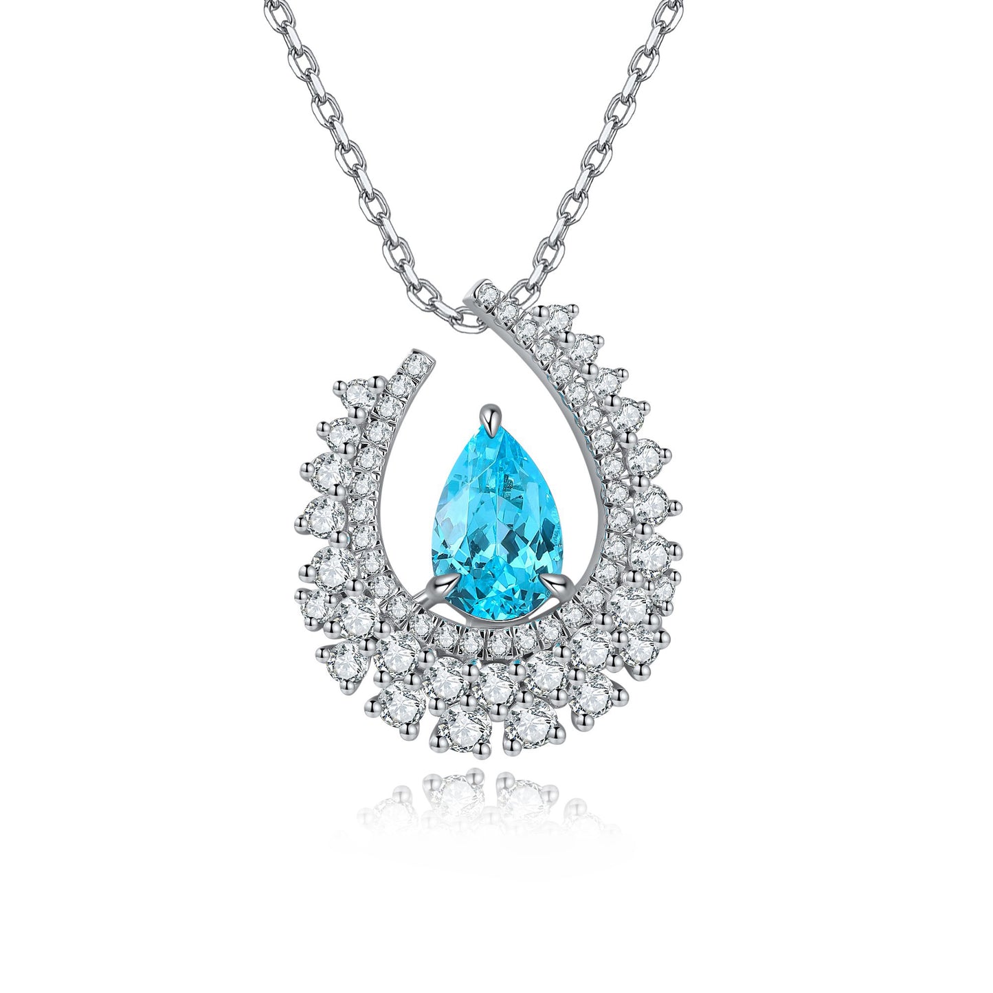 s925 sterling silver lab emerald/ruby/sapphire/paraiba & cz diamond necklace