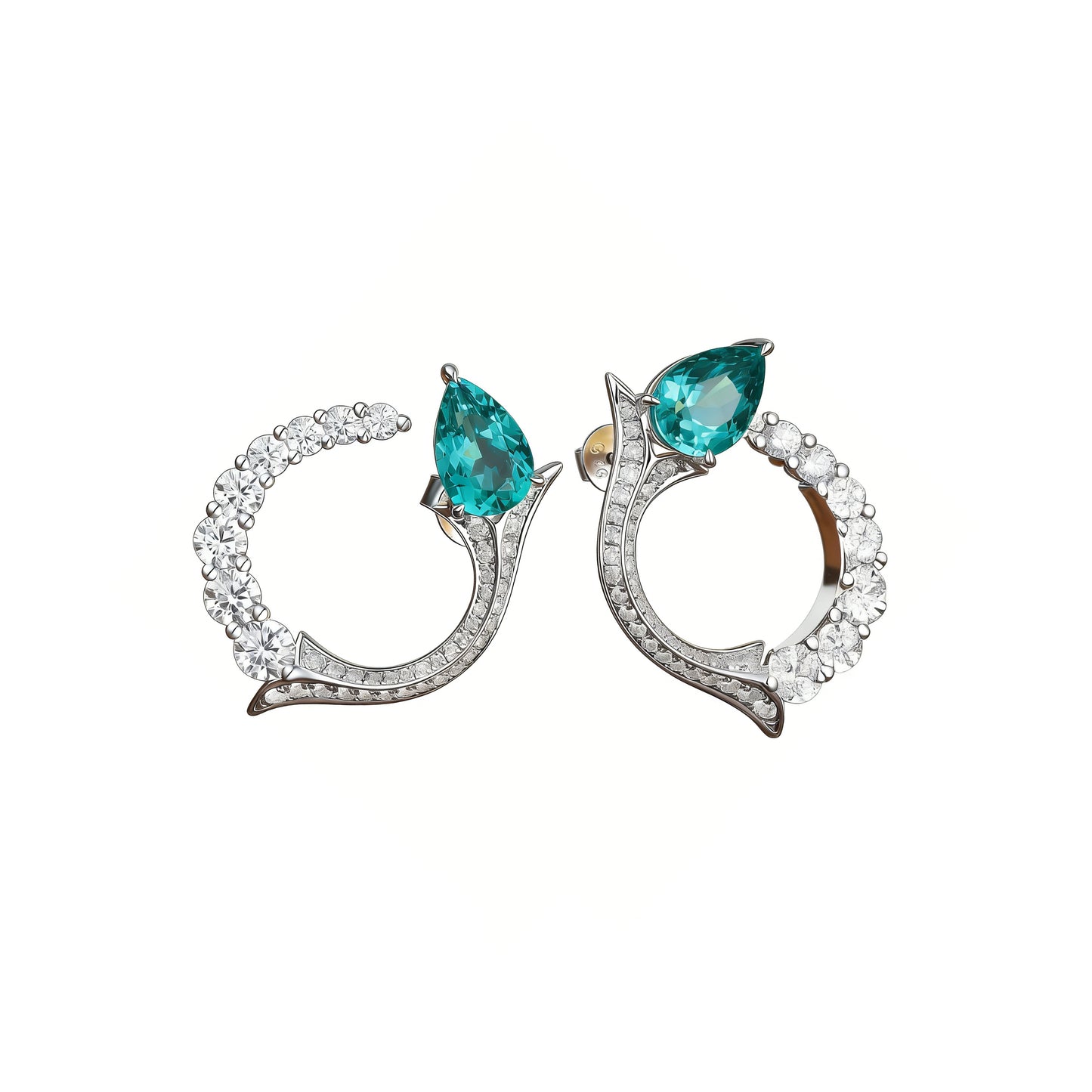 s925 sterling silver lab ruby/sapphire/paraiba/emerald & cz diamond earrings