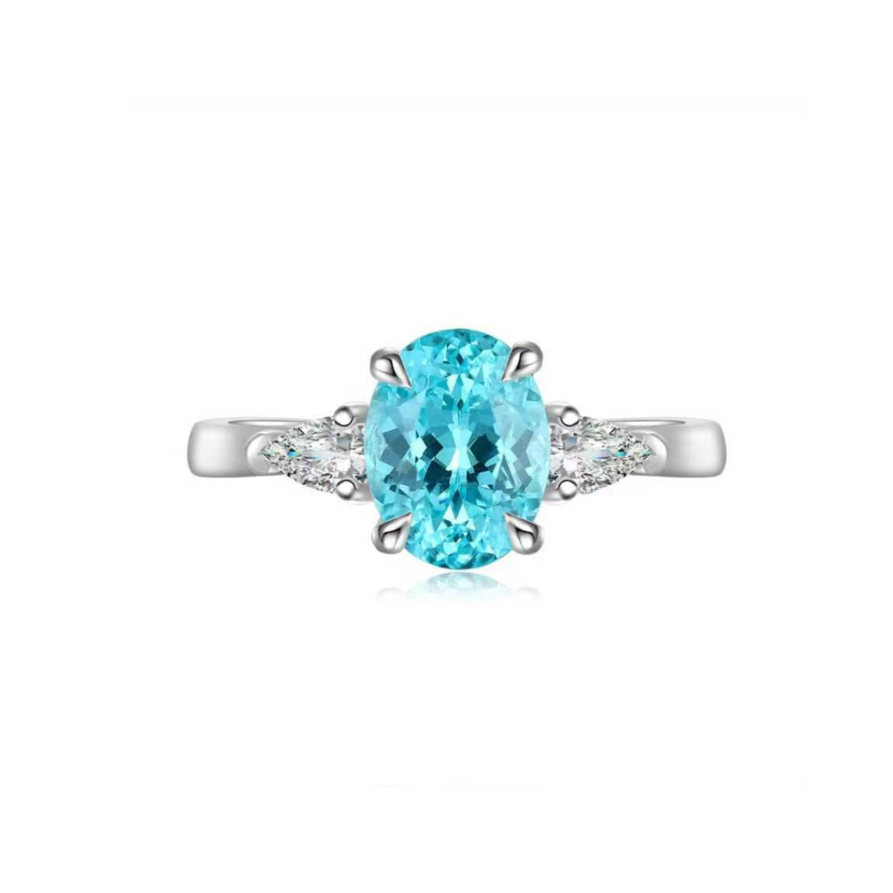 s925 sterling silver lab ruby/sapphire/emerald/paraiba/cobalt spinel & cz diamond ring