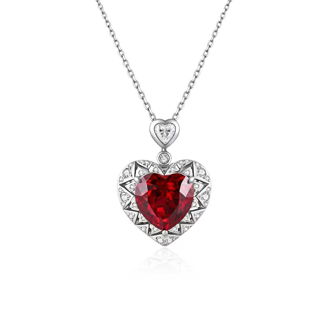s925 sterling silver lab emerald/ruby/sapphire/paraiba & cz diamond necklace