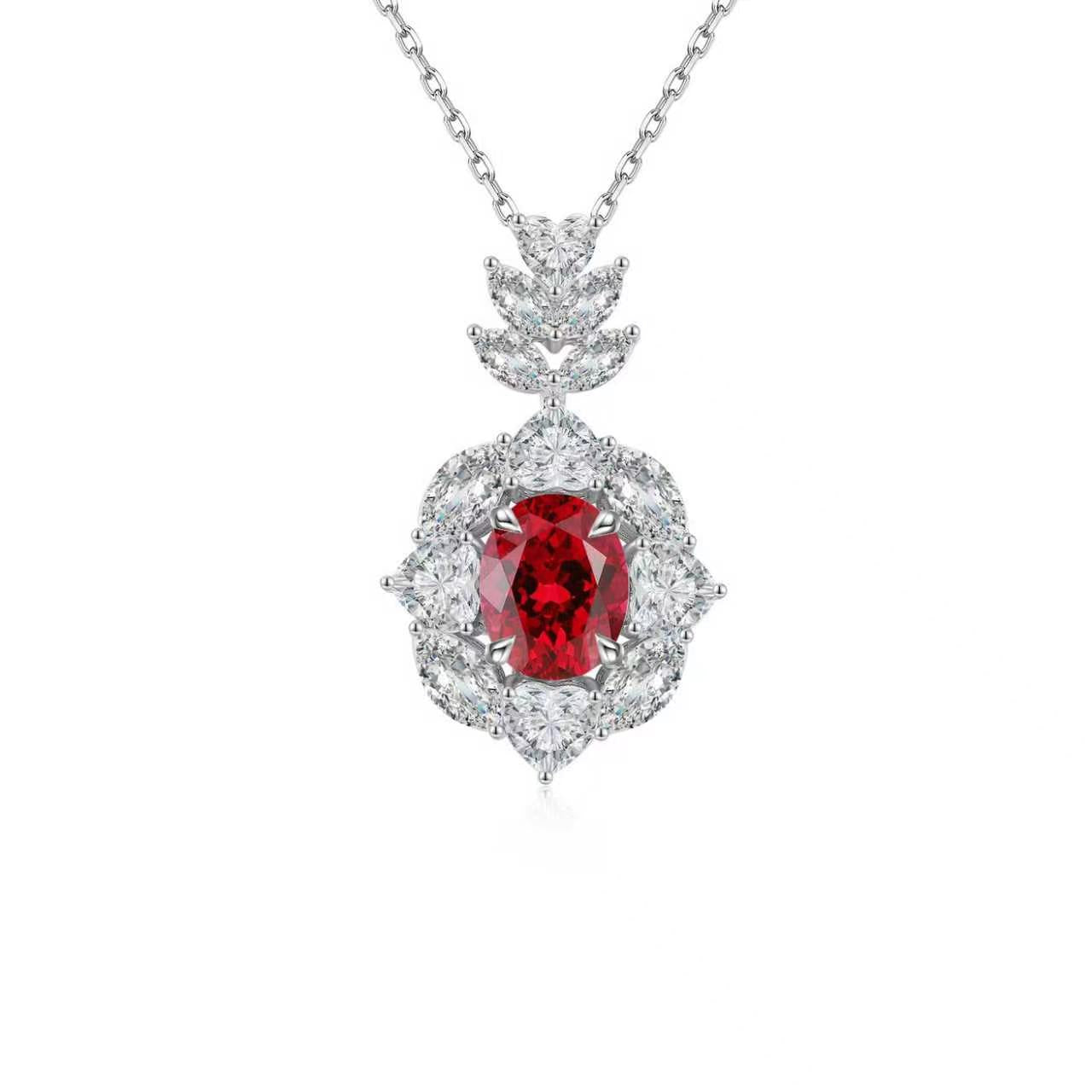 s925 sterling silver lab sapphire/ruby/emerald/paraiba/cobalt spinel & cz diamond necklace