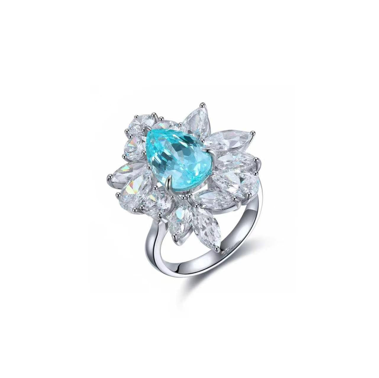 s925 sterling silver lab ruby/sapphire/emerald/paraiba/cobalt spinel & cz diamond ring