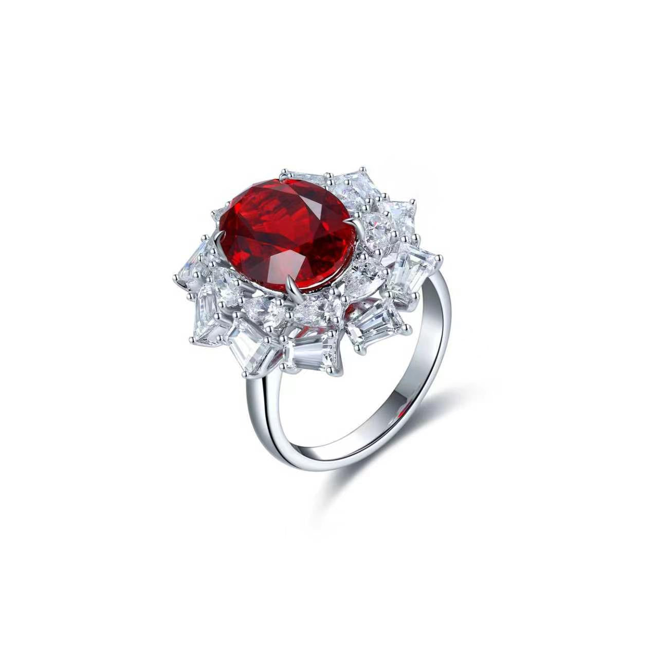 s925 sterling silver lab emerald/ruby/sapphire/paraiba & cz diamond ring