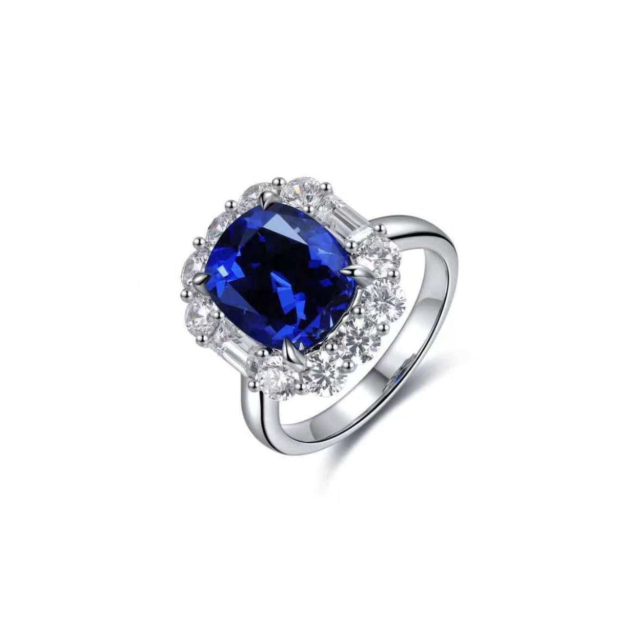 s925 sterling silver lab paraiba/sapphire/emerald/ruby & cz diamond ring