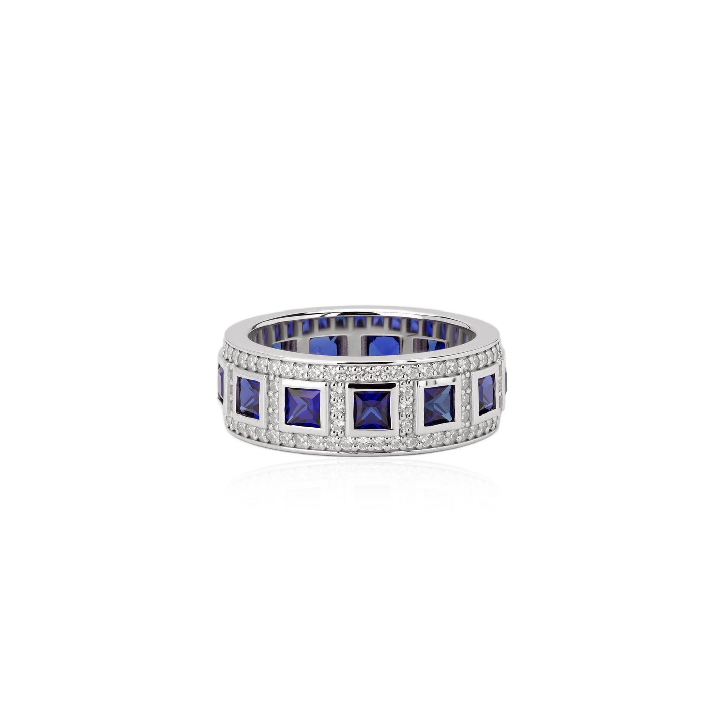 s925 sterling silver lab emerald/ruby/sapphire & cz diamond ring