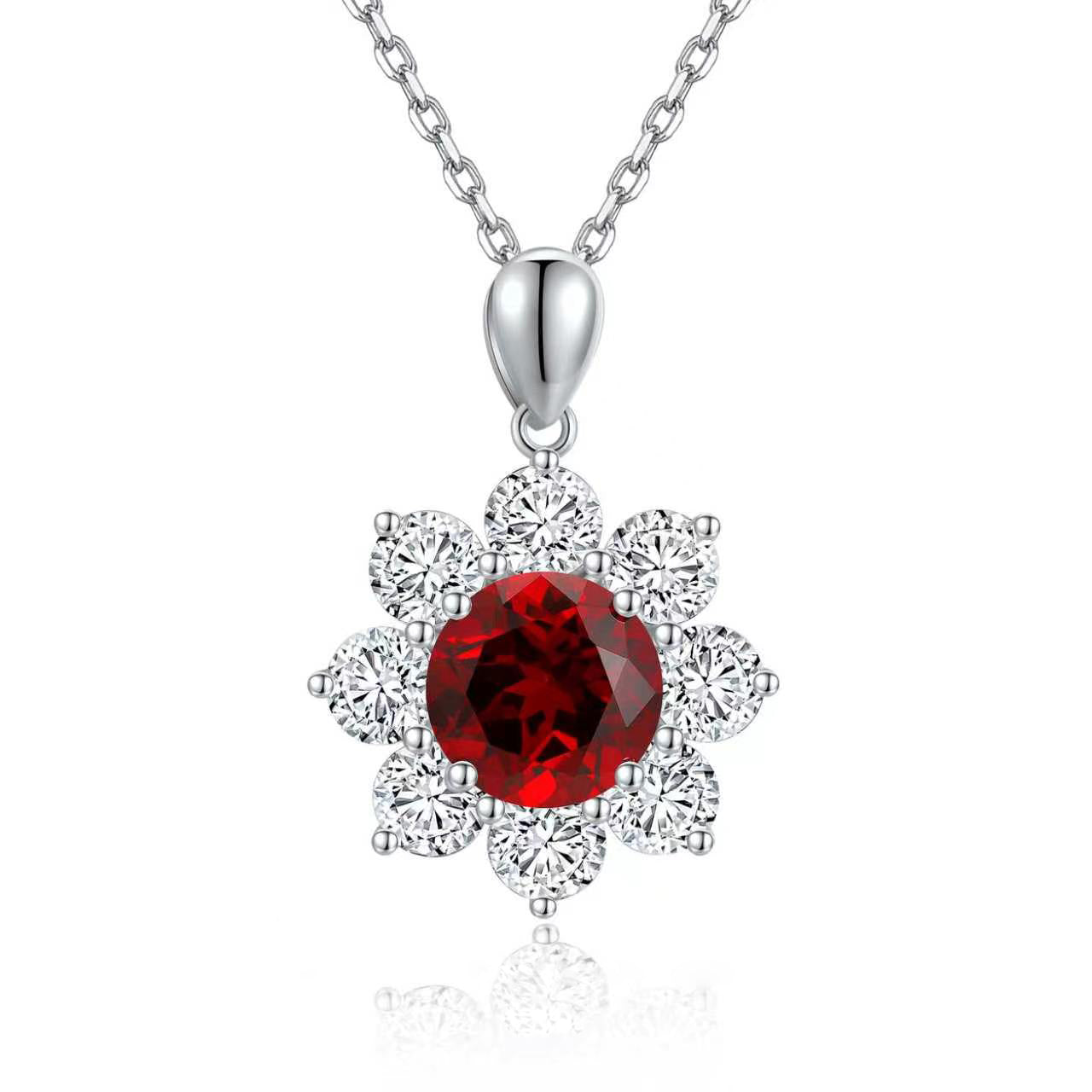 s925 sterling silver lab paraiba/ruby/emerald/cobalt spinel/sapphire & cz diamond necklace