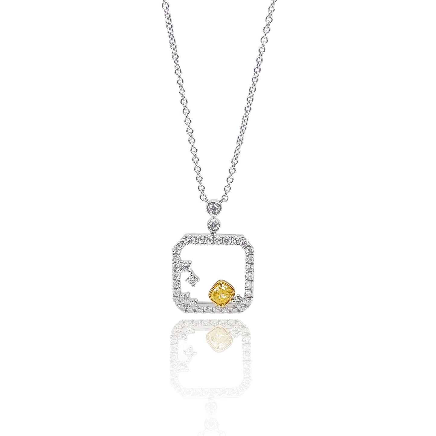 14k/18k white gold 0.36 ctw fancy yellow diamond & diamond necklace