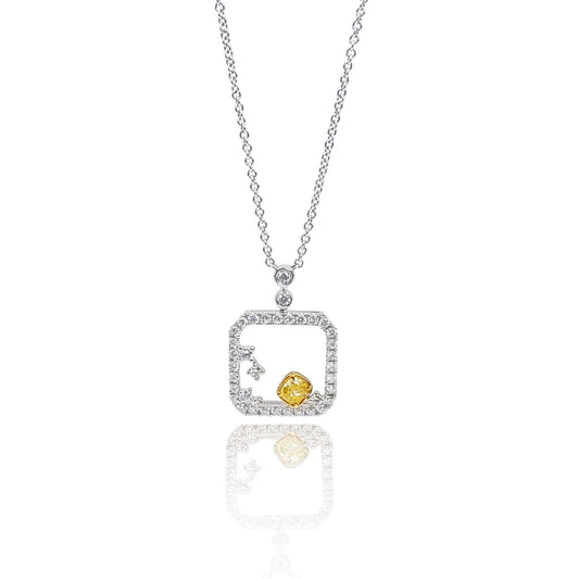 14K/18K WHITE GOLD 0.36 CTW FANCY YELLOW DIAMOND & DIAMOND NECKLACE