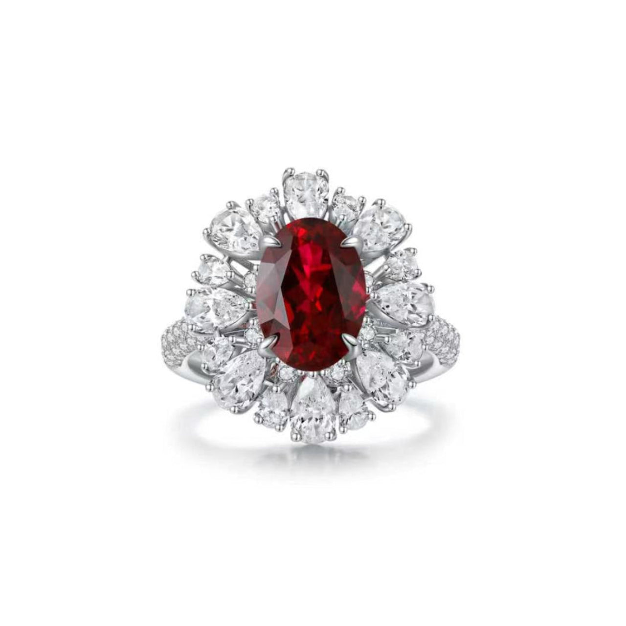 s925 sterling silver lab paraiba/ruby/emerald/sapphire & cz diamond ring