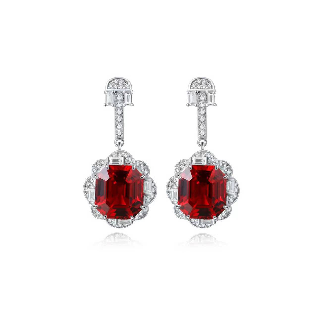 s925 sterling silver lab cobalt spinel/emerald/sapphire/ruby/paraiba & cz diamond earrings