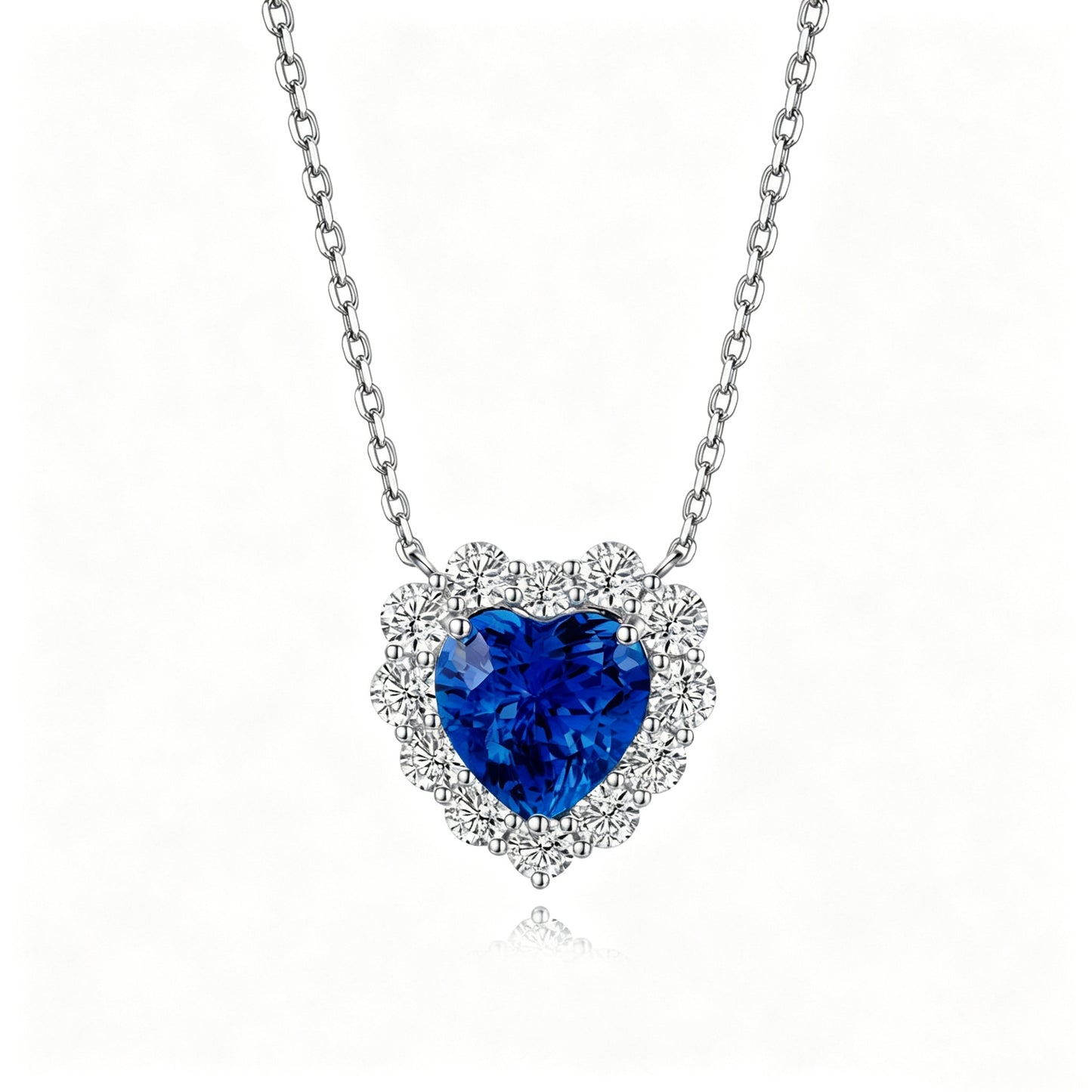 s925 sterling silver lab sapphire/paraiba/ruby & cz diamond necklace