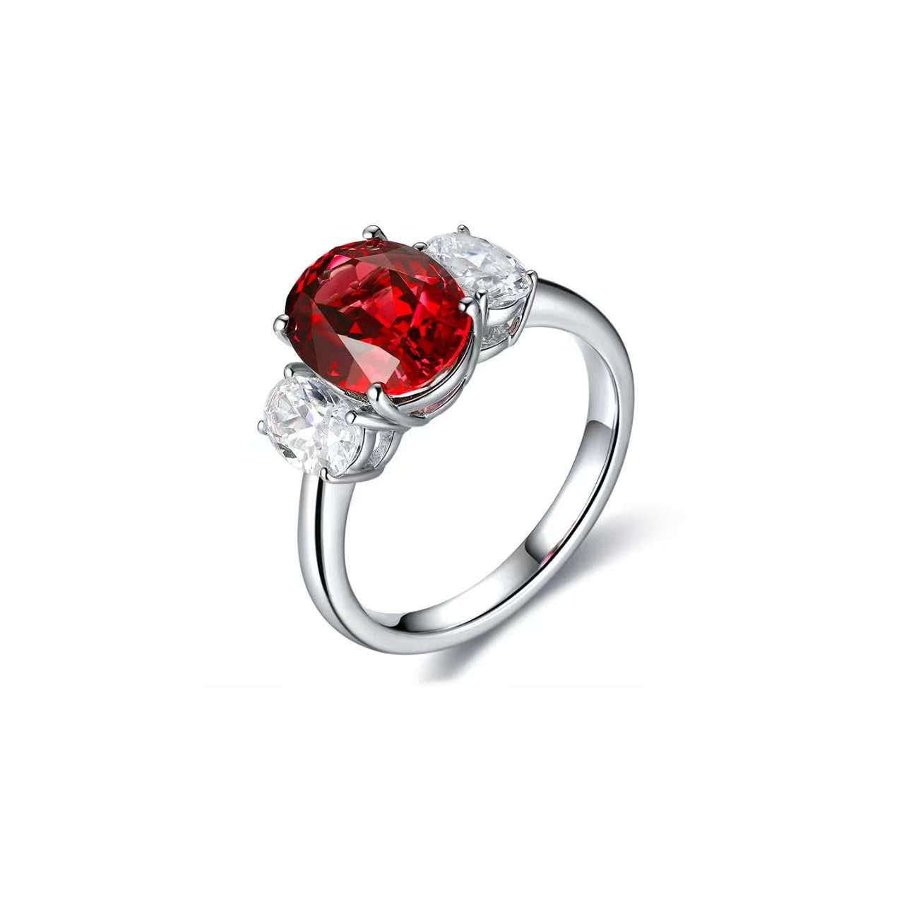 s925 sterling silver lab sapphire/ruby & cz diamond ring