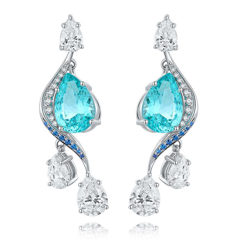 s925 sterling silver lab ruby/sapphire/emerald/paraiba & cz diamond earrings