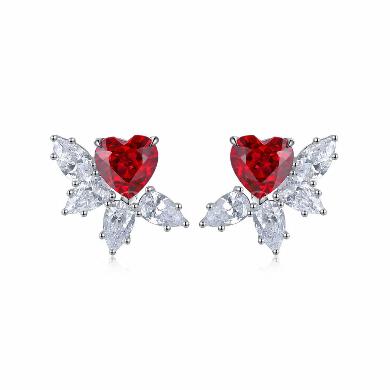 925 sterling silver lab ruby/sapphire/emerald/paraiba/coblat spinel & cz diamond stud earrings