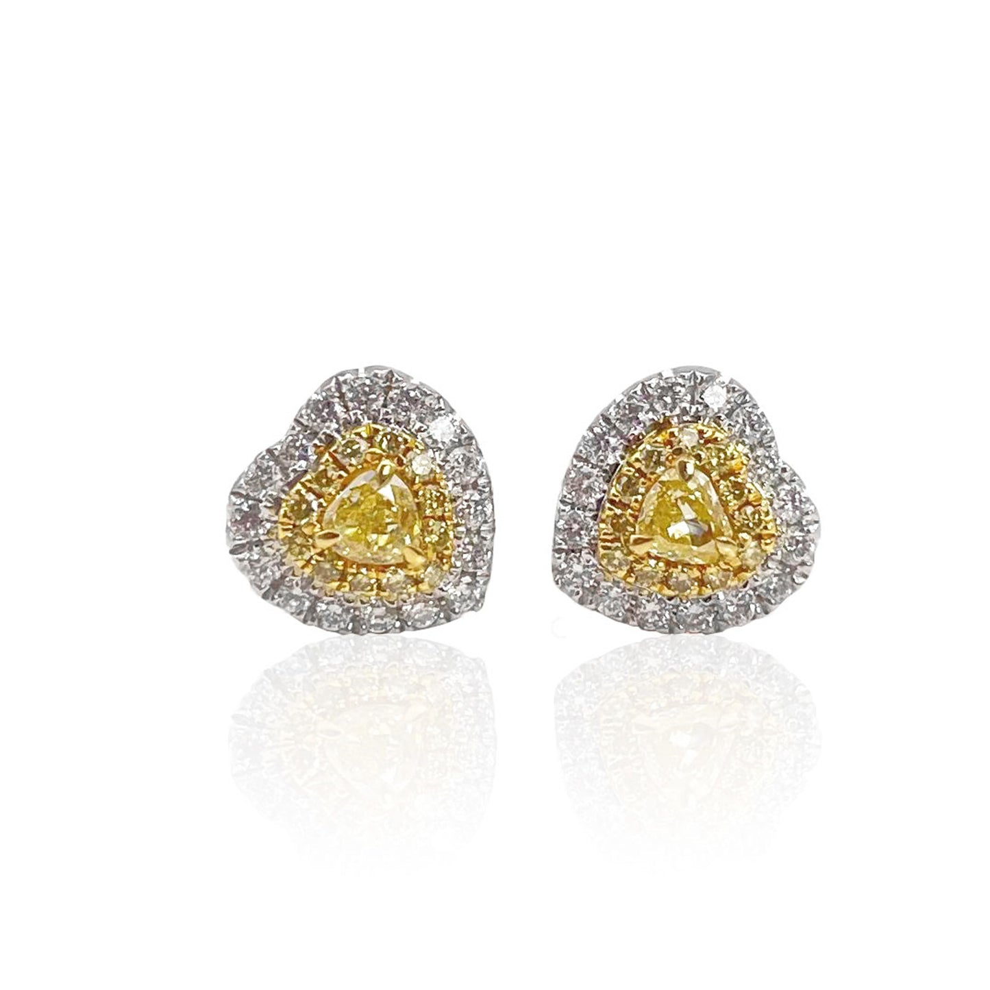 14k/18k gold 0.39 ctw yellow diamond&diamond stud earrings