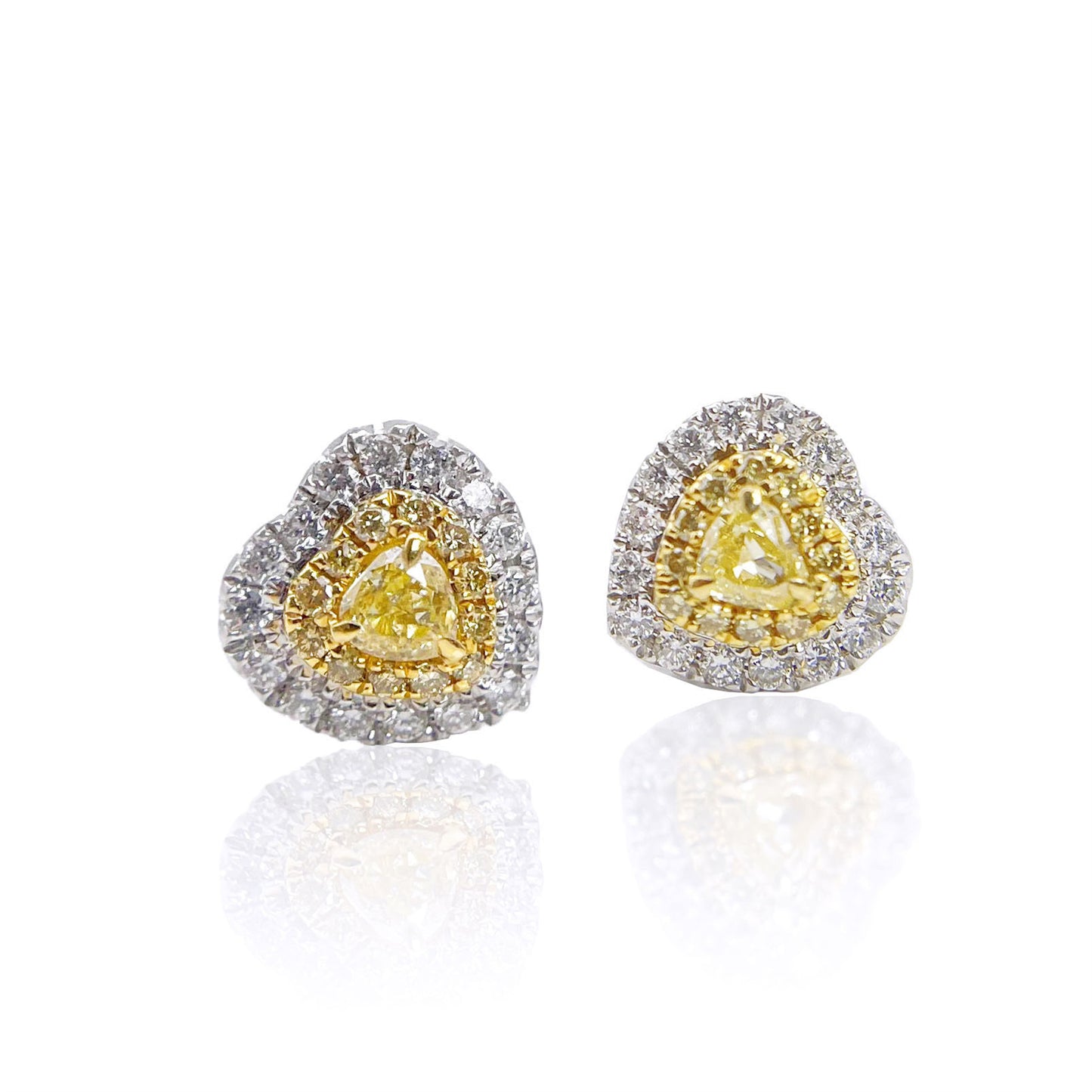 14k/18k gold 0.39 ctw yellow diamond&diamond stud earrings