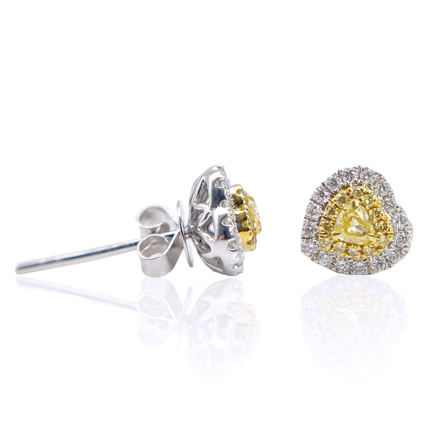 14k/18k gold 0.39 ctw yellow diamond&diamond stud earrings